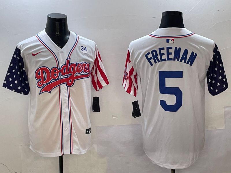 Men Los Angeles Dodgers #5 Freeman White a generation of national flags Joint name 2025 Nike MLB Jersey style 6